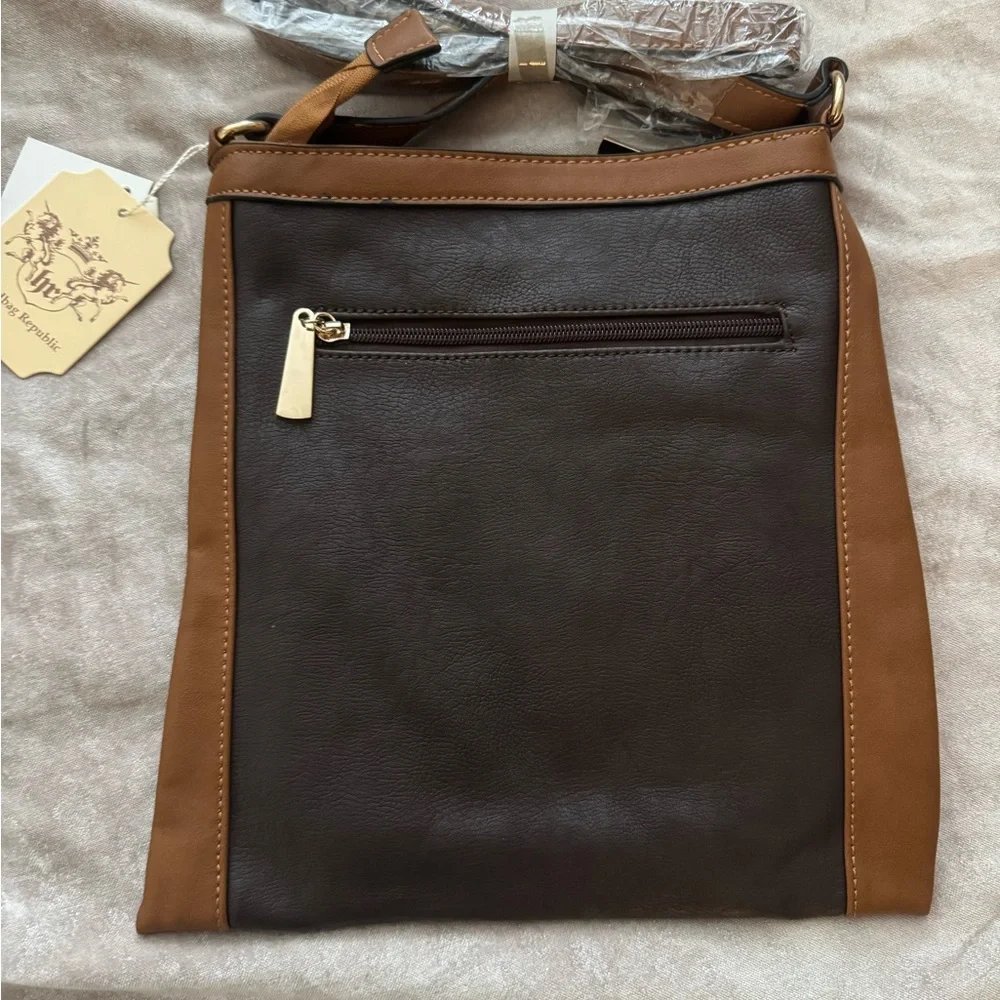Brown and Tan Men's Bag